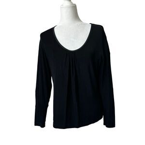 Chico’s Travelers Black Knit Top Long Sleeve Dressy Casual SZ 2 or L